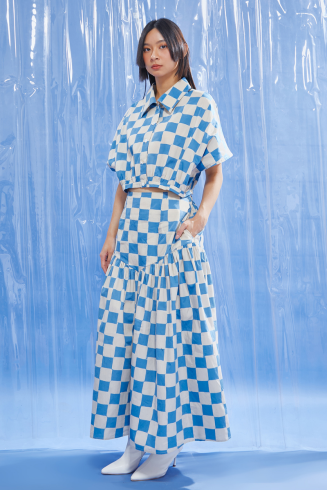 TOMOKO DRESS - DUSTY CHECKERBOARD